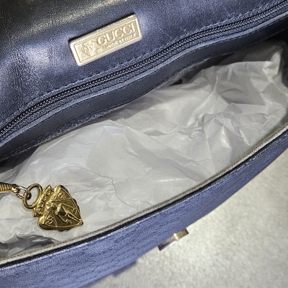 Vintage GUCCI  Crossbody bag Shoulder  micro GG PVC Leather Black/BlackFlap Sn - Picture 5 of 16